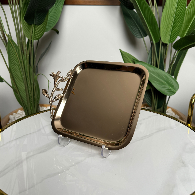 Plateau Carré Bronze Chromé ✨