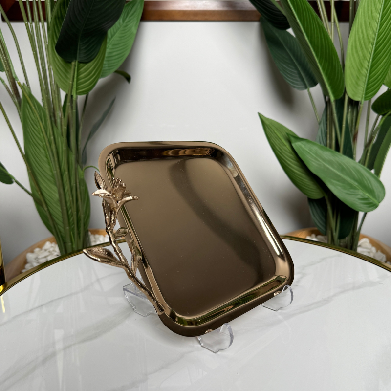 Plateau Carré Bronze Chromé ✨