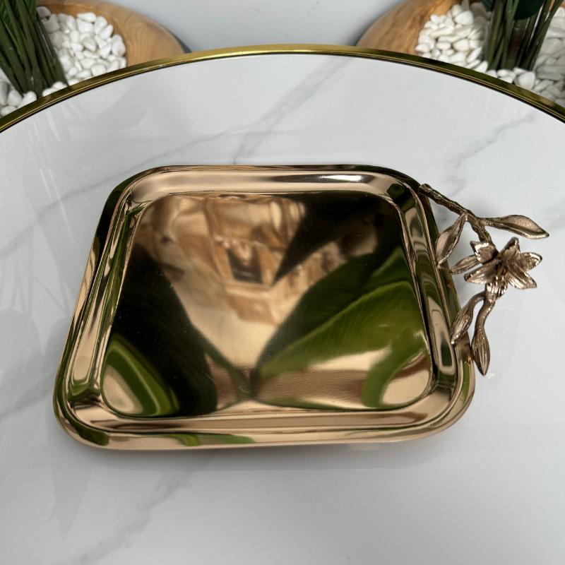 Plateau Carré Bronze Chromé ✨