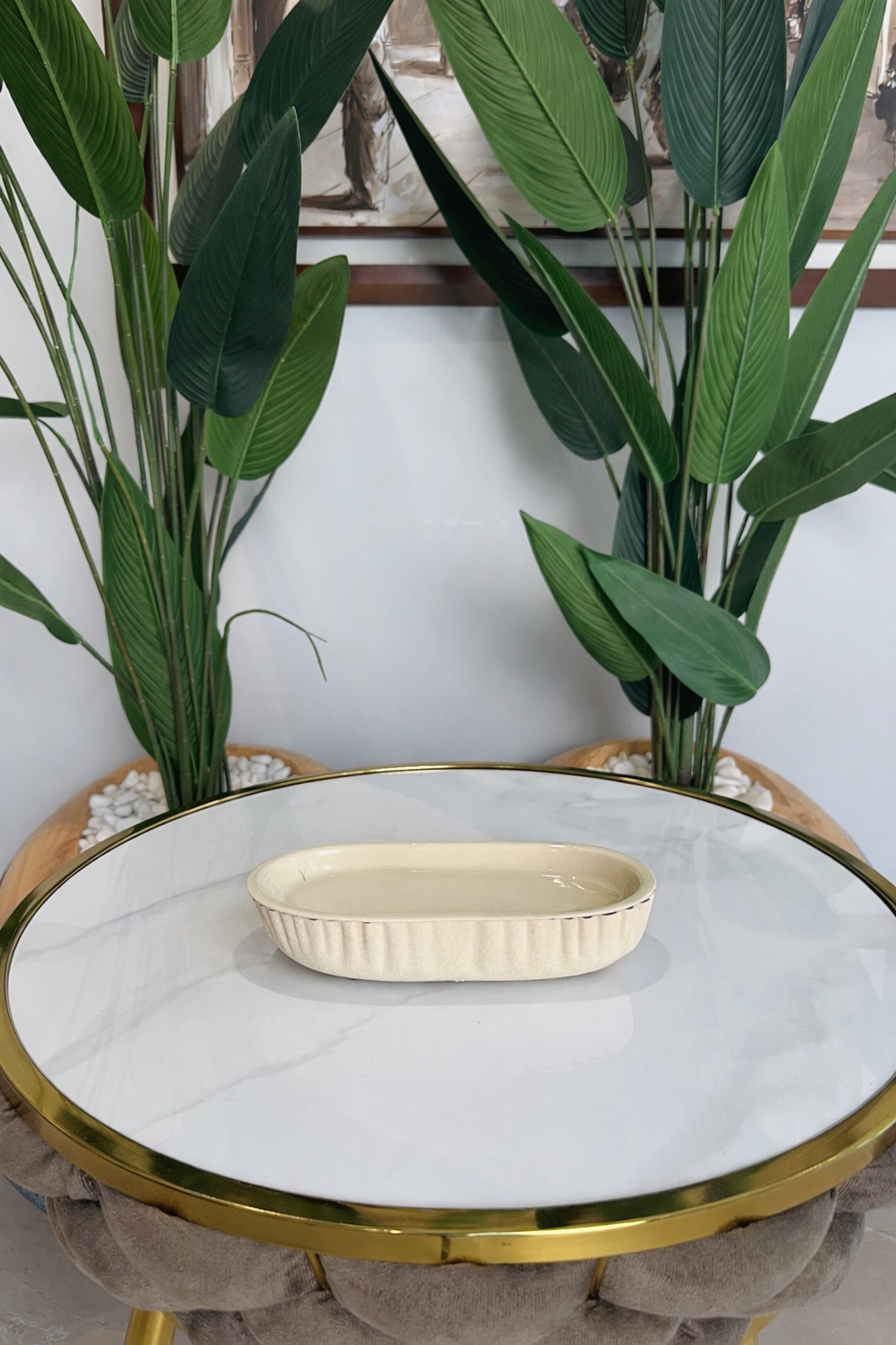 plateau décoratif bateau biege