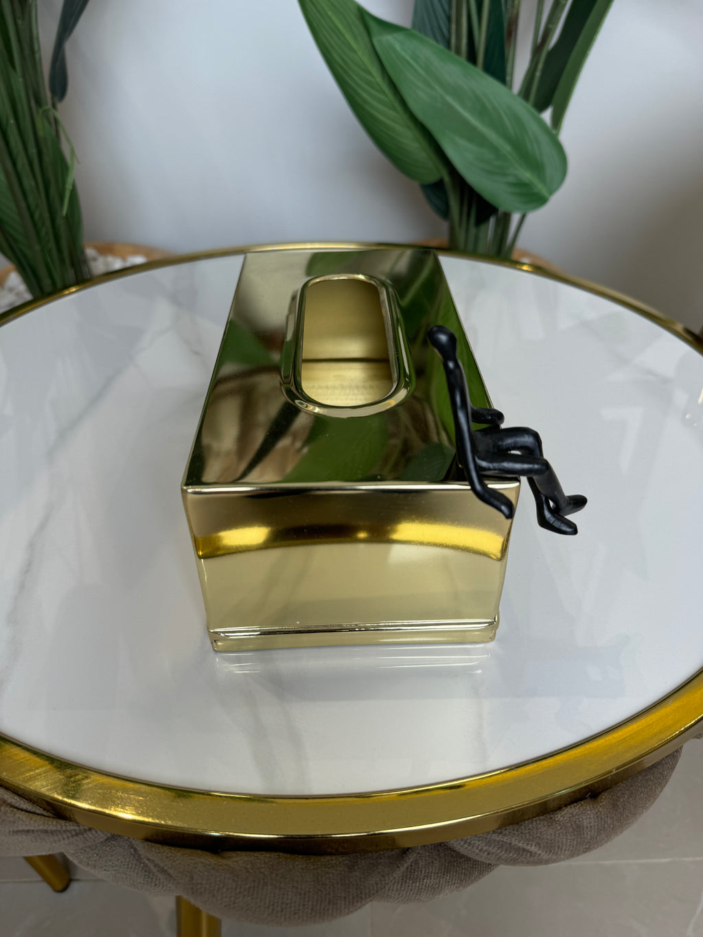 Distributeur de Mouchoirs Design Or Brillant 24cmx10cm