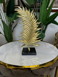 Élégante statue de feuille en métal doré fait main 34 cm