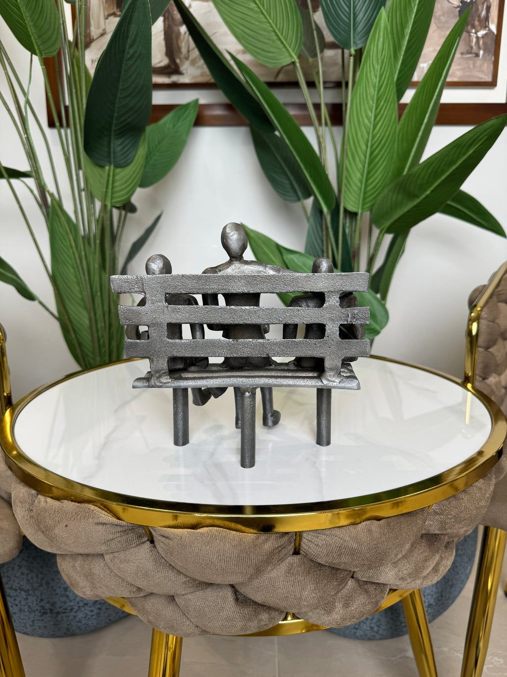 Élégante Figurine Familiale En Métal