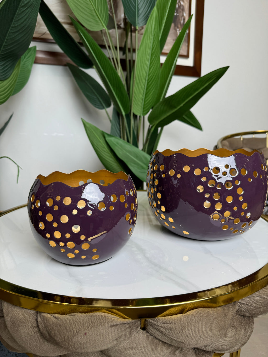 Bols Décoratifs Design Violet/Doré