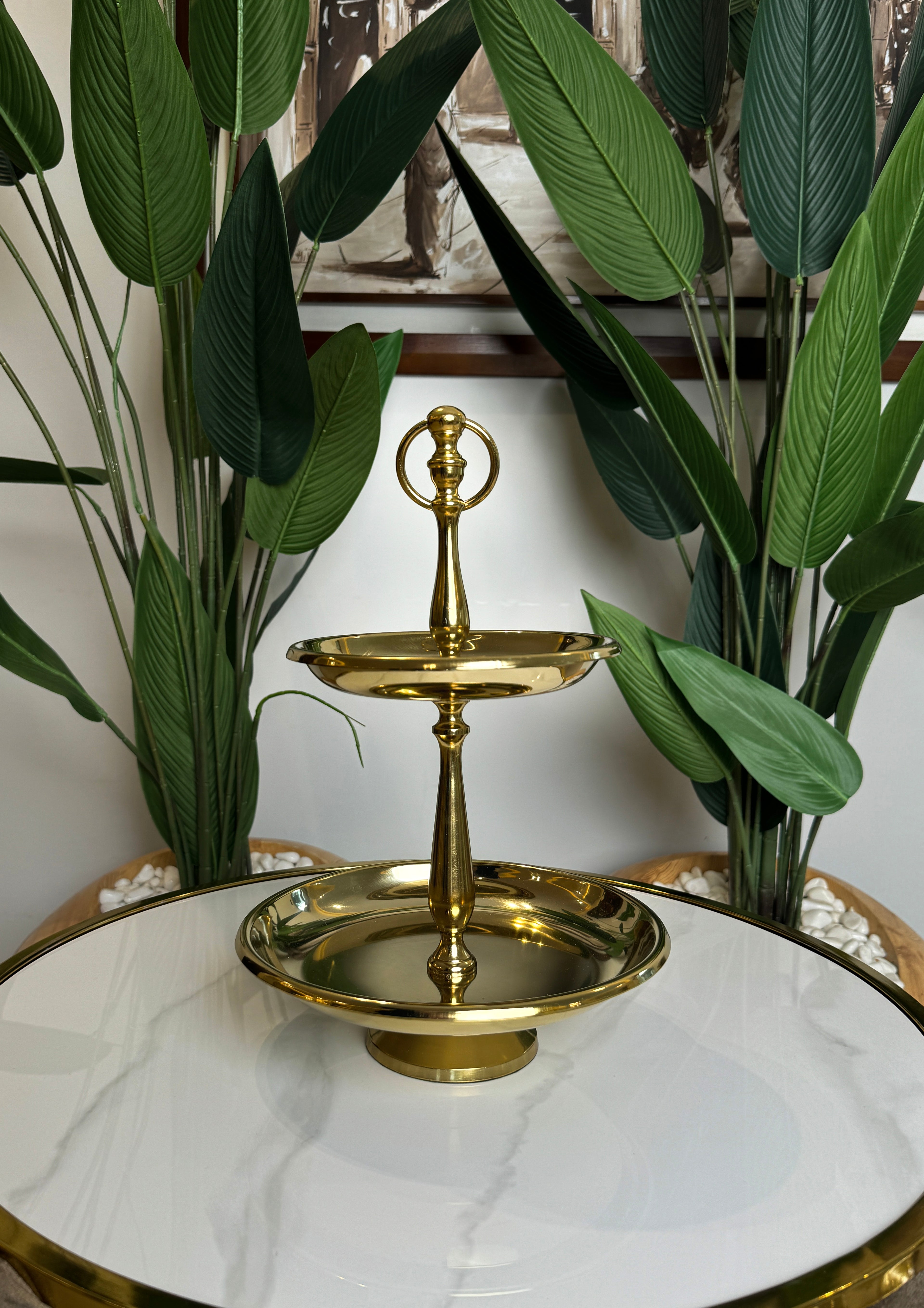 Présentoir doré en acier inoxydable