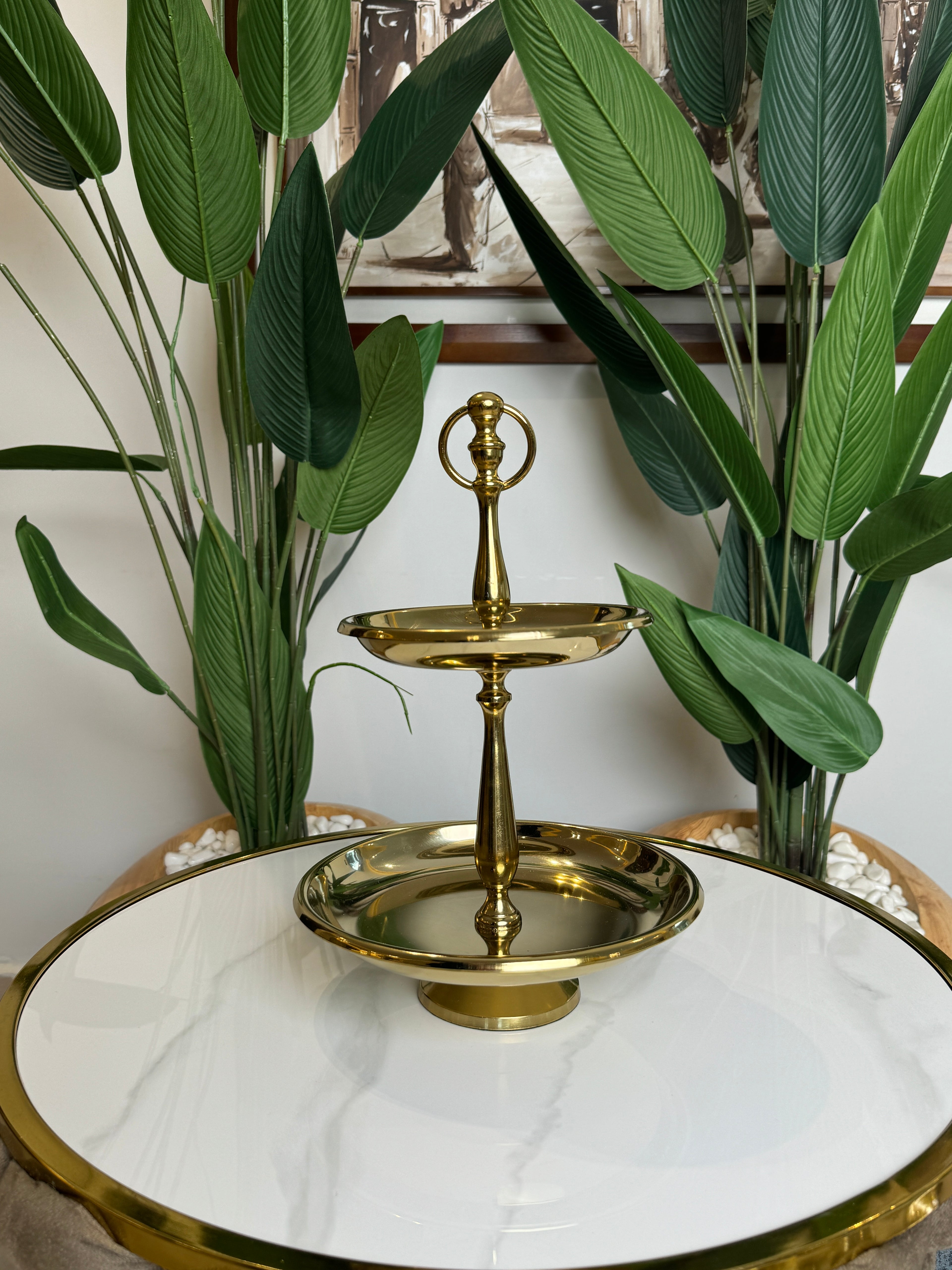 Présentoir doré en acier inoxydable