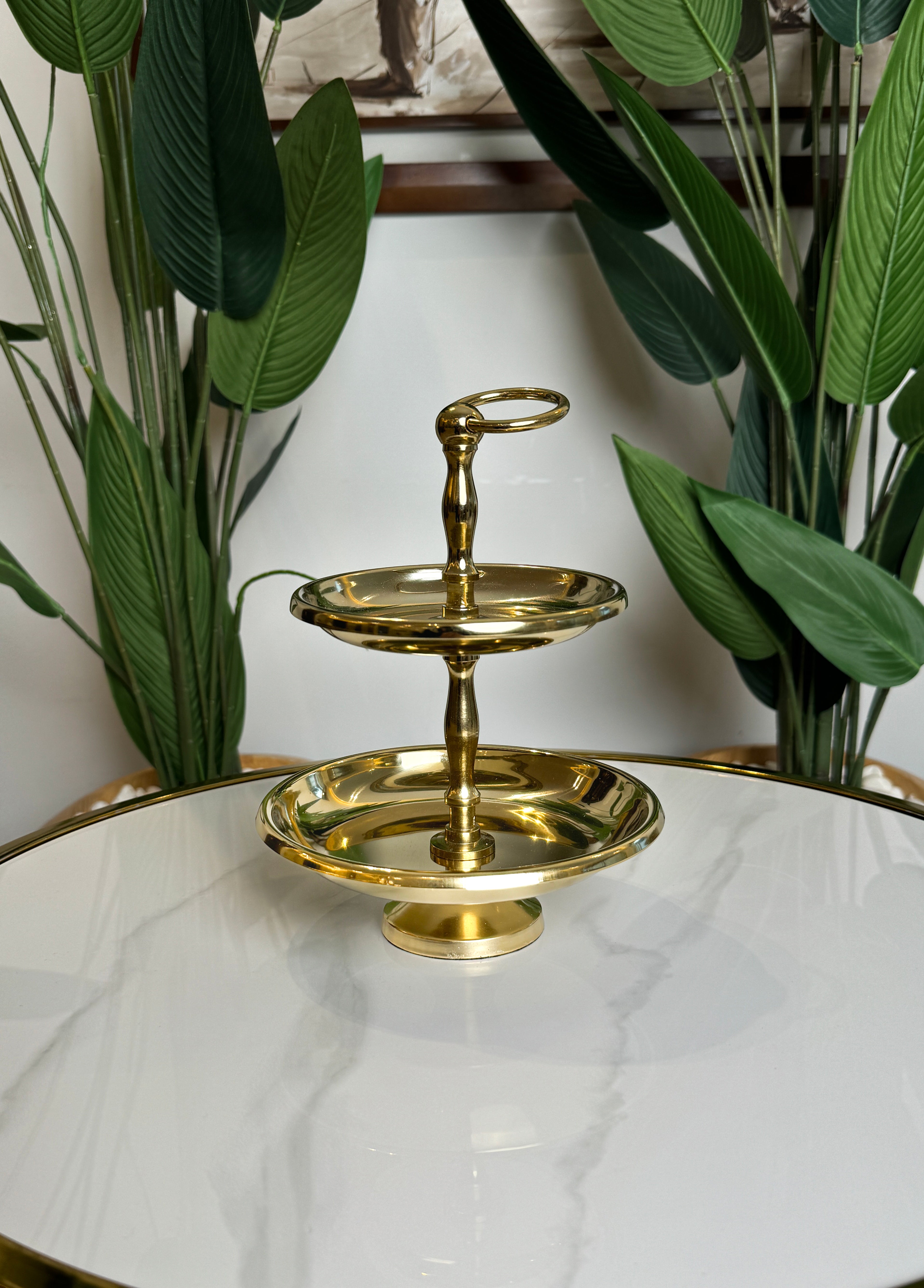 Présentoir doré en acier inoxydable