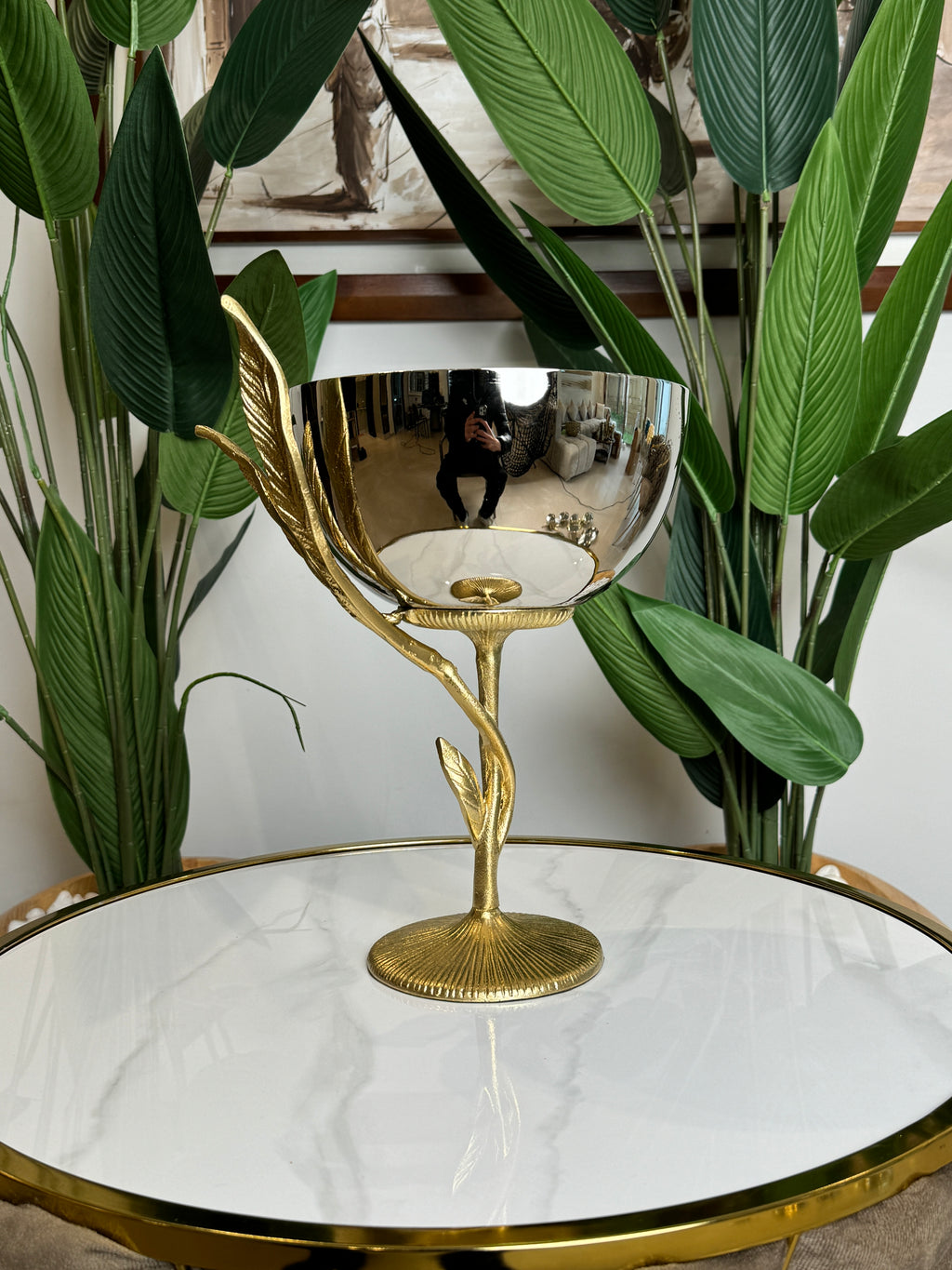 Bol Élégant Feuillage Doré en Acier Inoxydable