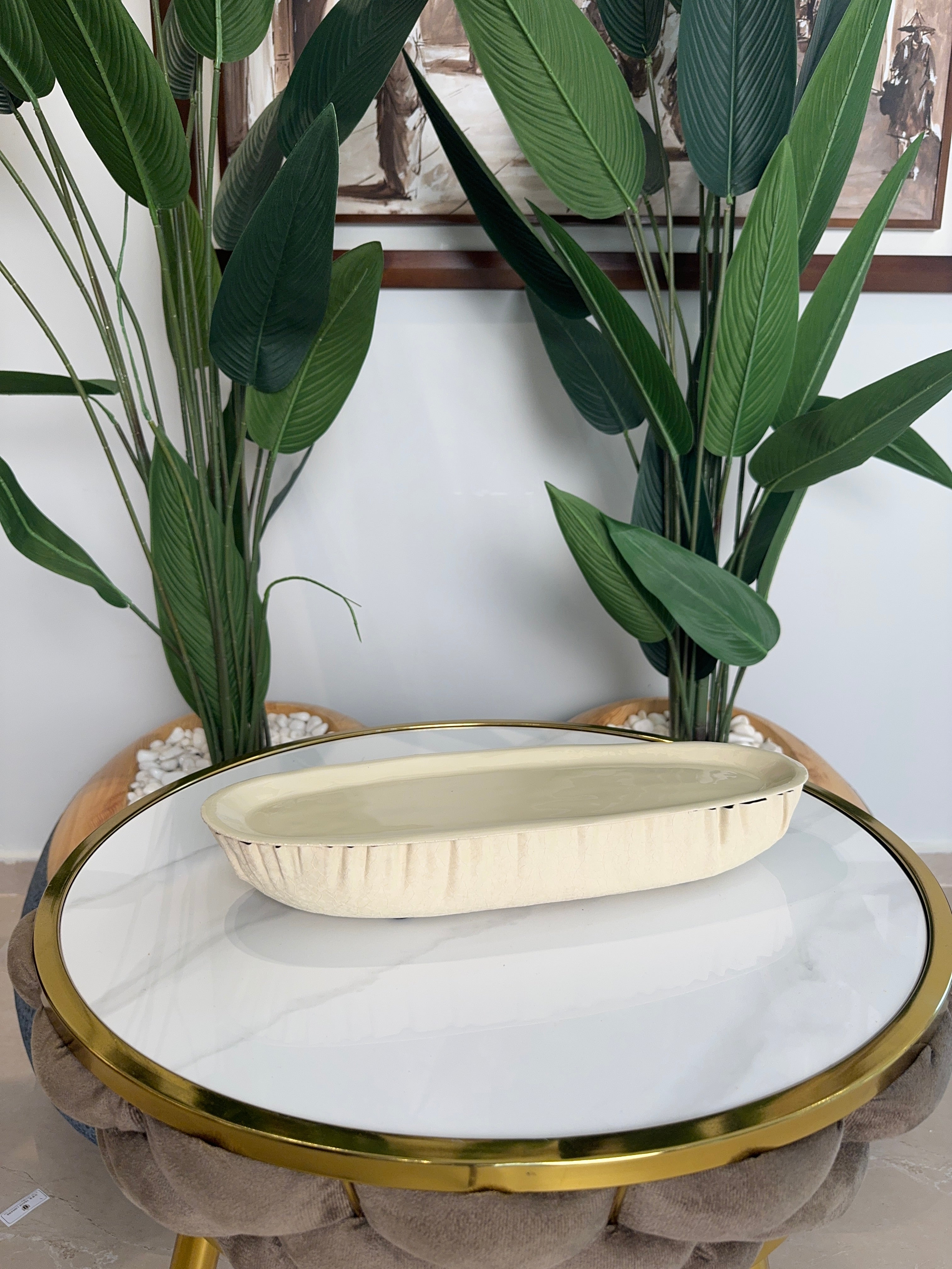 plateau décoratif bateau biege