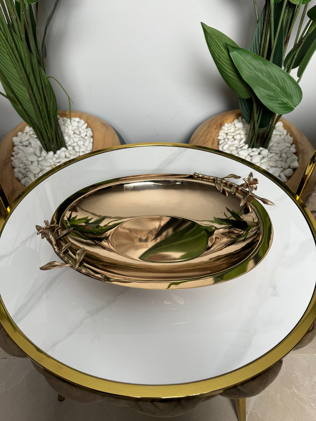 Plateau Chrome Bronze Floral ✨🌿