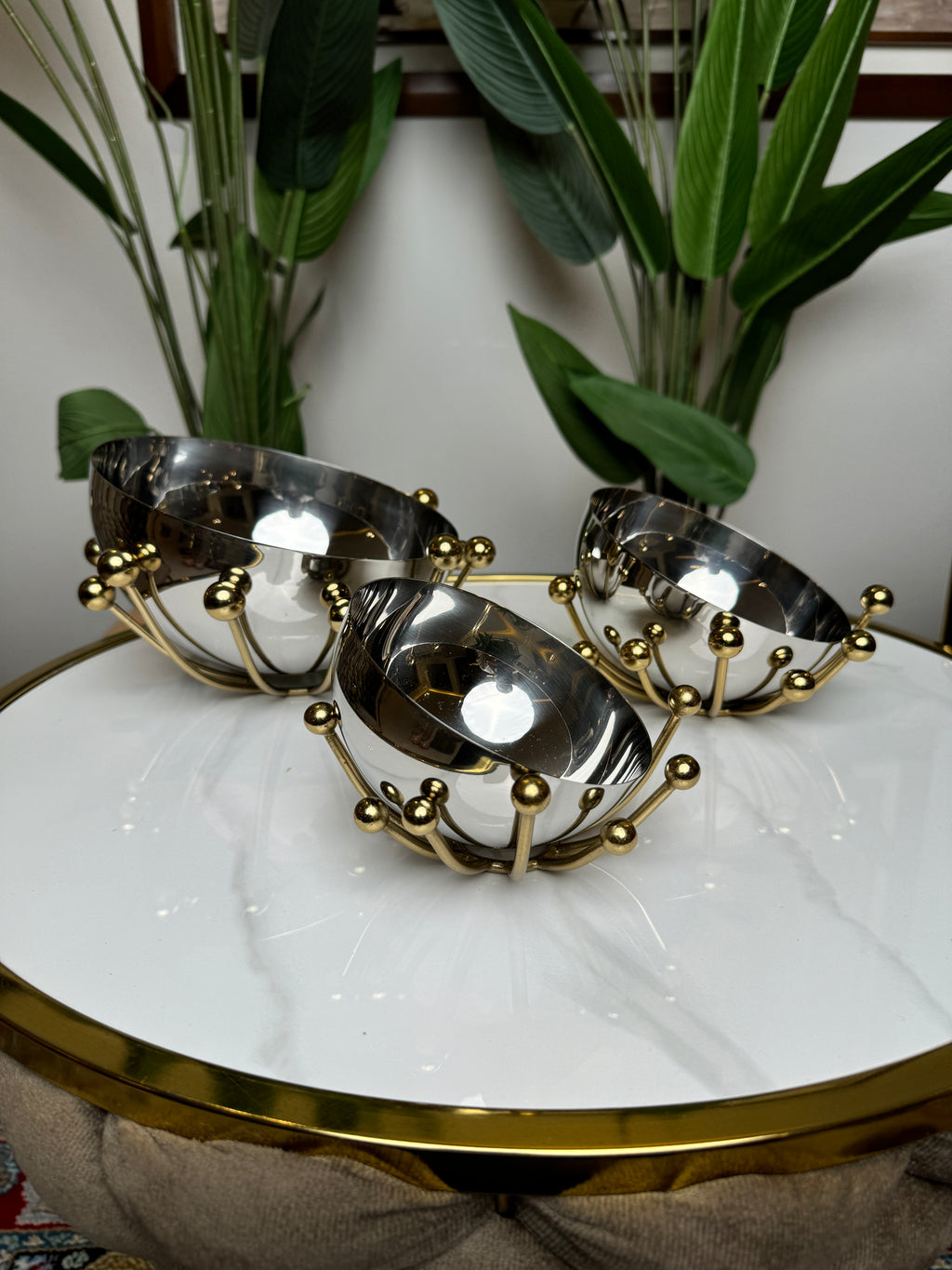 Bols Silver avec base dorée Spider