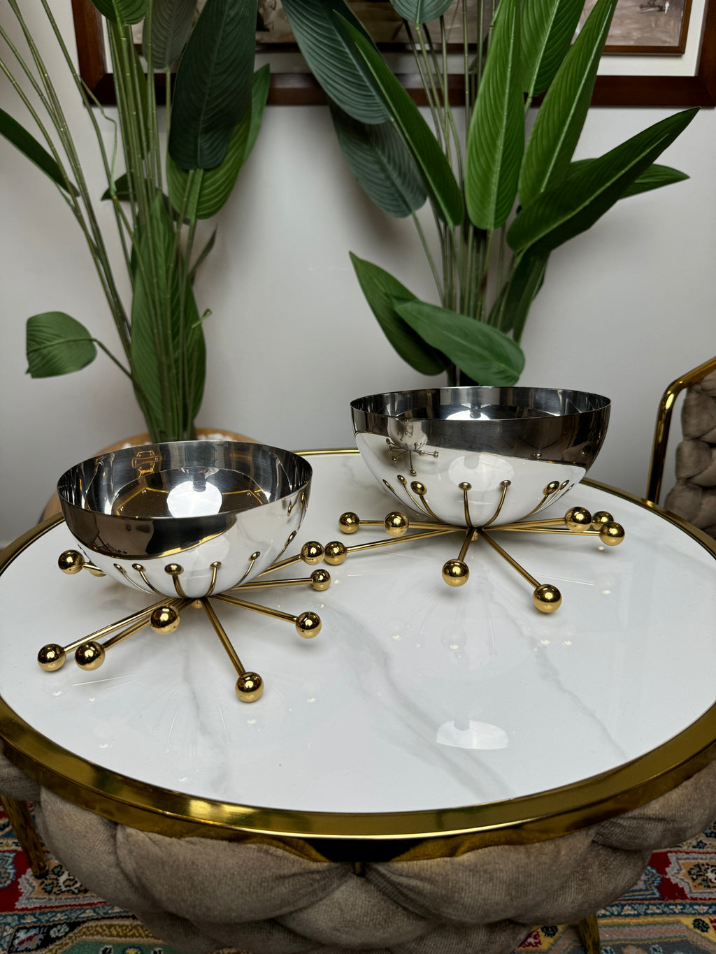 Bol argenté, base dorée